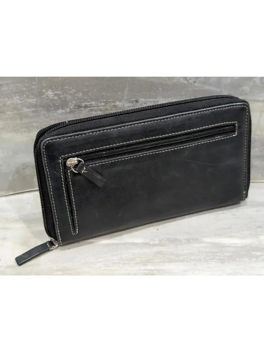 Lodis Black Leather Men's Zip-Around Wallet with Multiple Card Slots